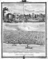 Dr. W.S. Grimes, J.K. Graves, Bird's Eye View of Muscatine City, Iowa 1875 State Atlas